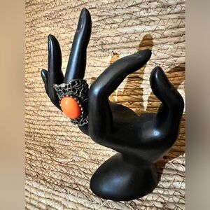 Vintage Copper Ring with Orange Stone